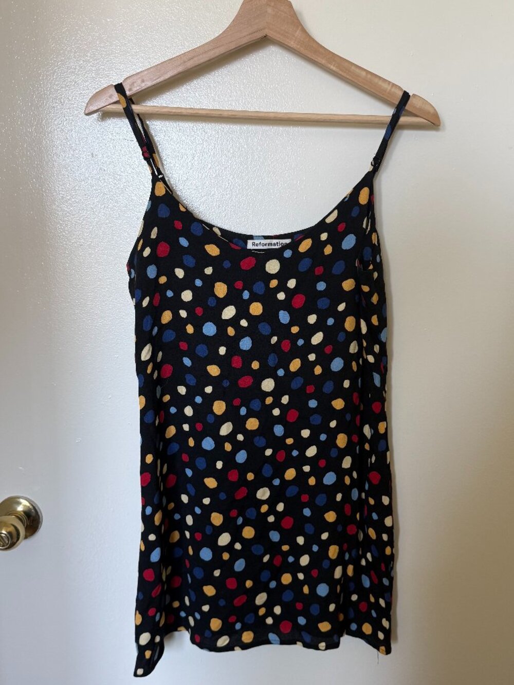 Reformation Seville Polka Dot Mini Slip Dress In‎ Fiesta S